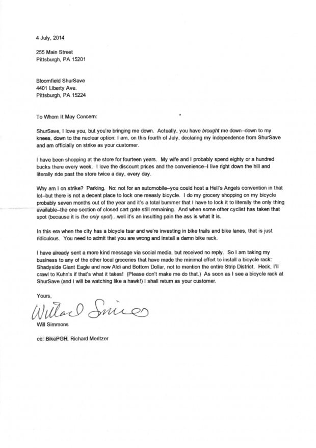 Will Simmons letter to Shursave