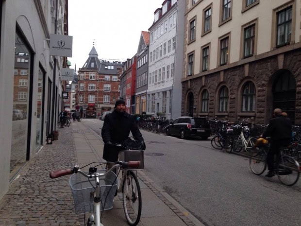 Councilman Lavelle pedals along Copenhagen streets