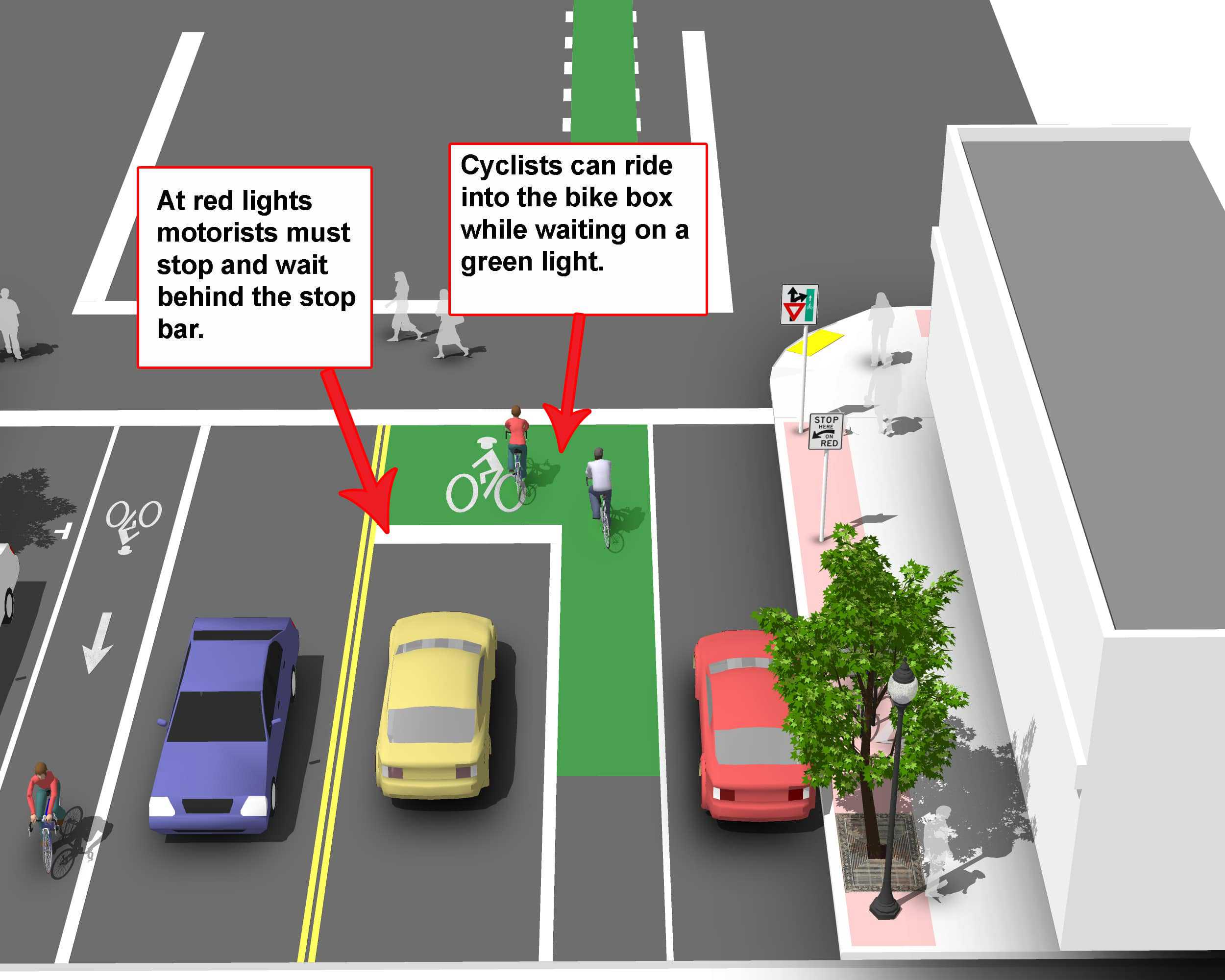 Understanding the bike boxes appearing on the new Bayard St bike