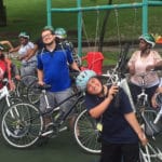 Positive Spin Summer Dreamers Academy students with volunteer James Simkins