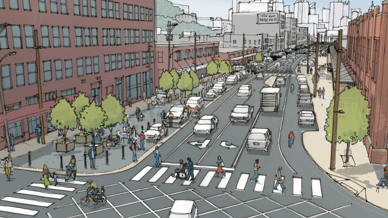 Rendering of Smallman St. looking west from 21st. St. 