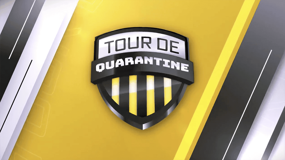 Tour de Quarantine black and yellow logo shield 