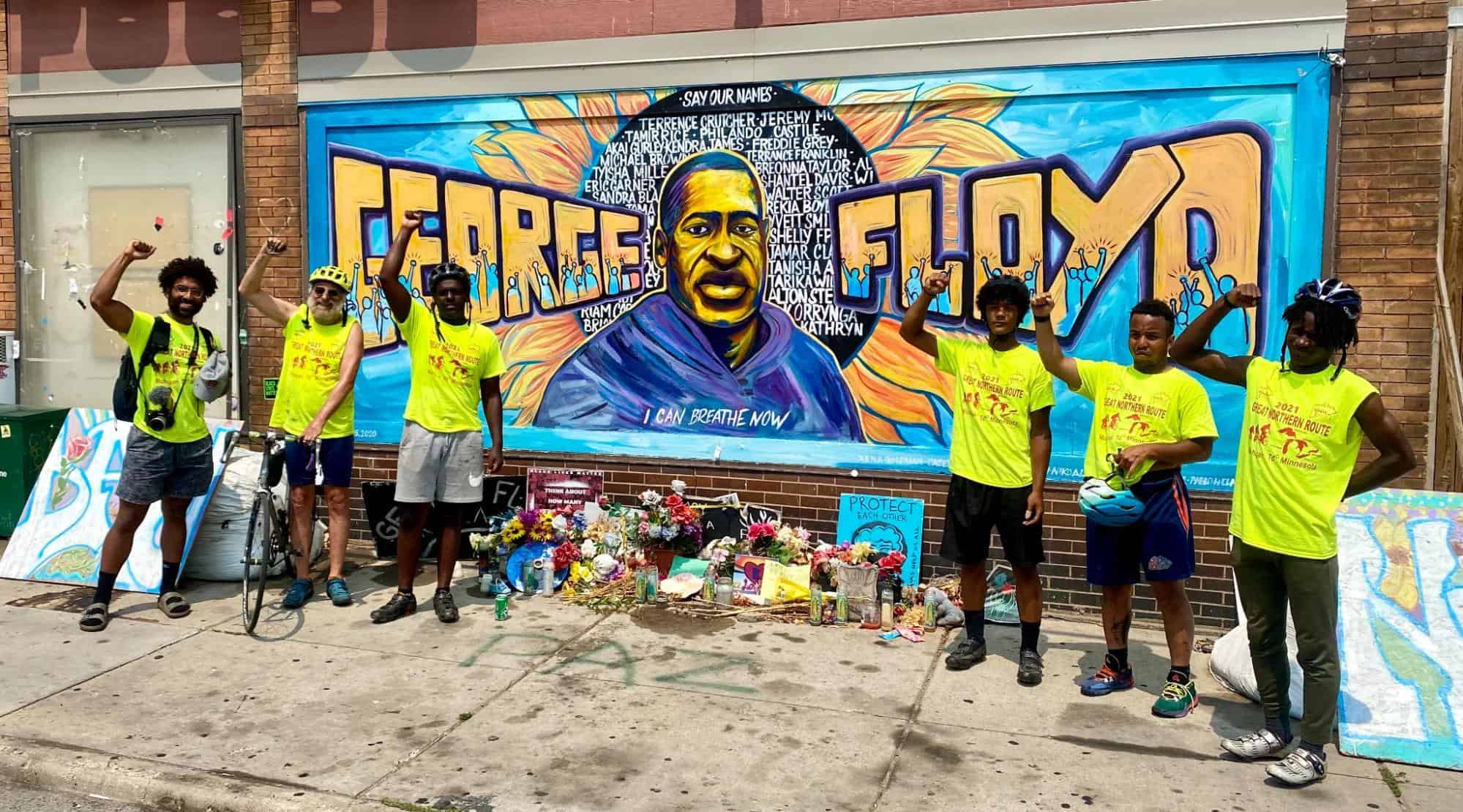 PYL participants in front of a George Floyd mural