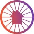 Logo of a house inside the spokes of a wheel