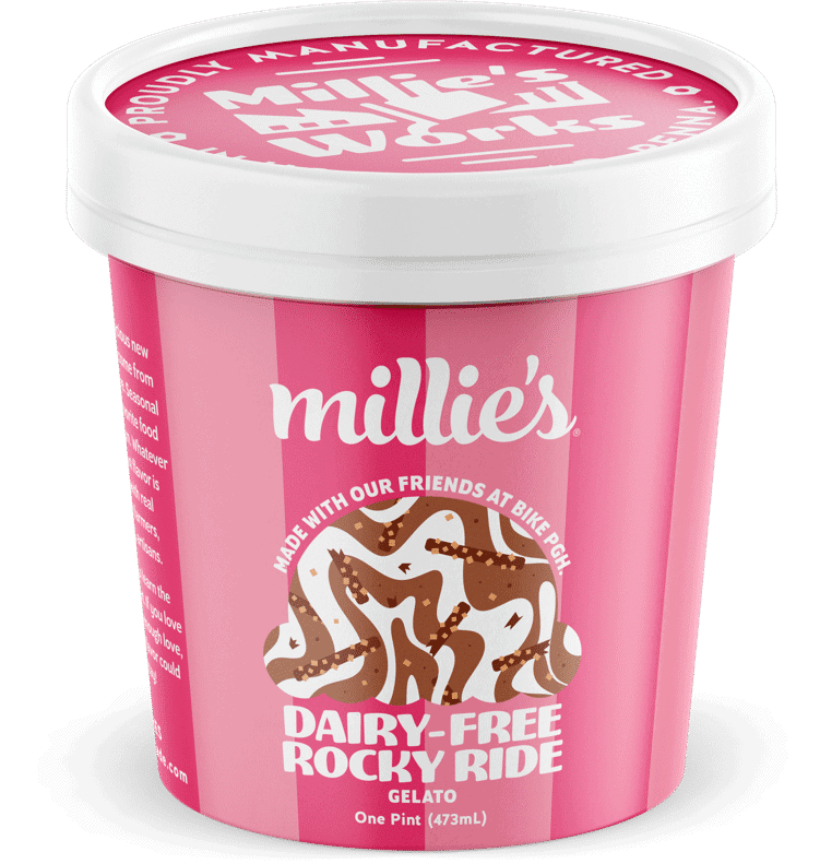 pint of Millie's Gluten Free Dairy Free Rocky Ride Ice Cream