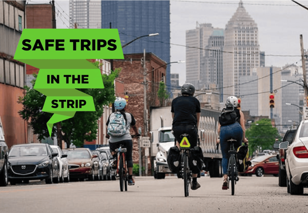 3 people biking on Penn Ave, inbound