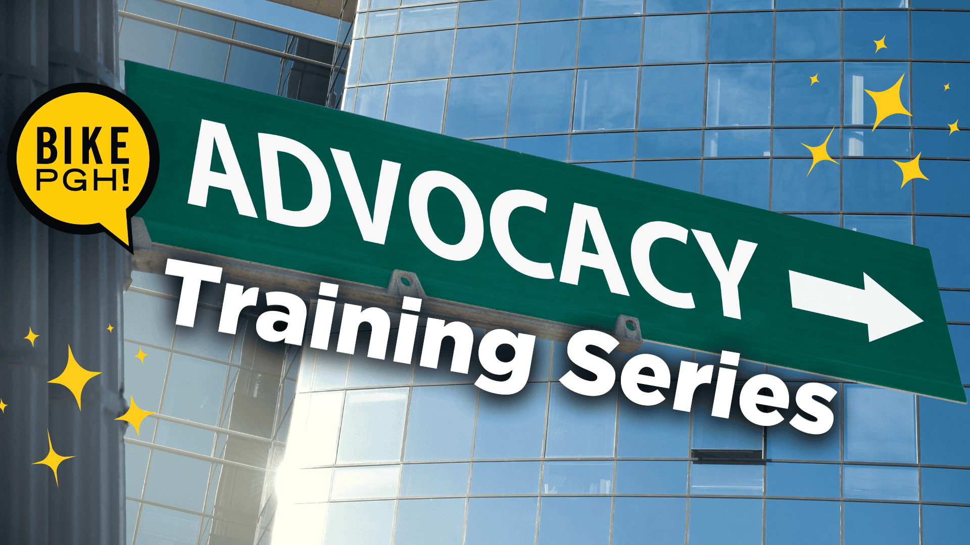 Graphic with the BikePGH logo and words "Advocacy Training Series"